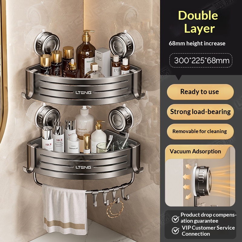 Bathroom Suction Cup Triangle Basket Home Bathroom Wall-Mounted, No-Drill Storage Rack 5