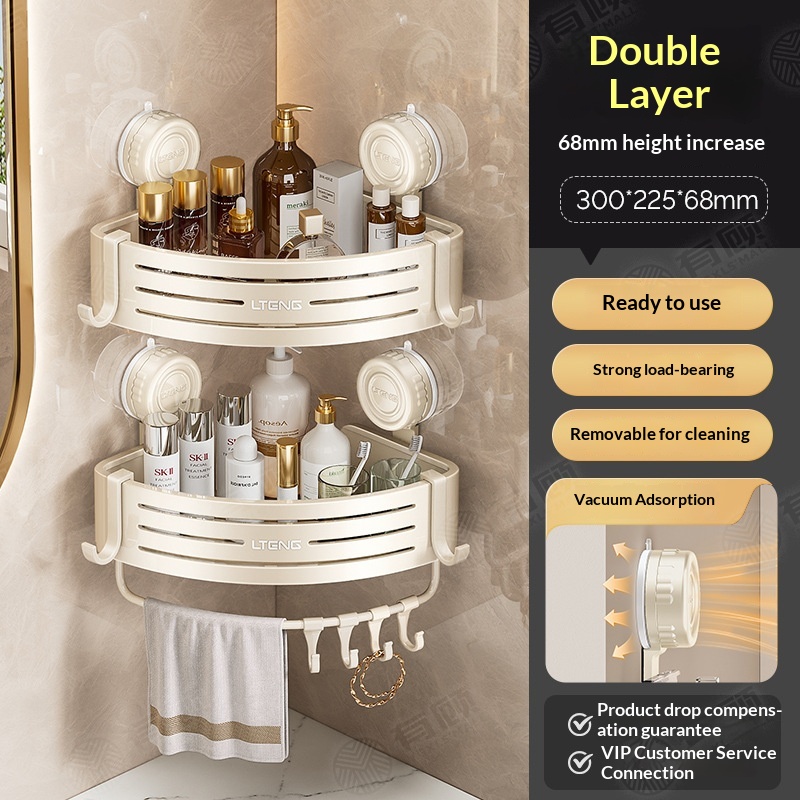 Bathroom Suction Cup Triangle Basket Home Bathroom Wall-Mounted, No-Drill Storage Rack 11