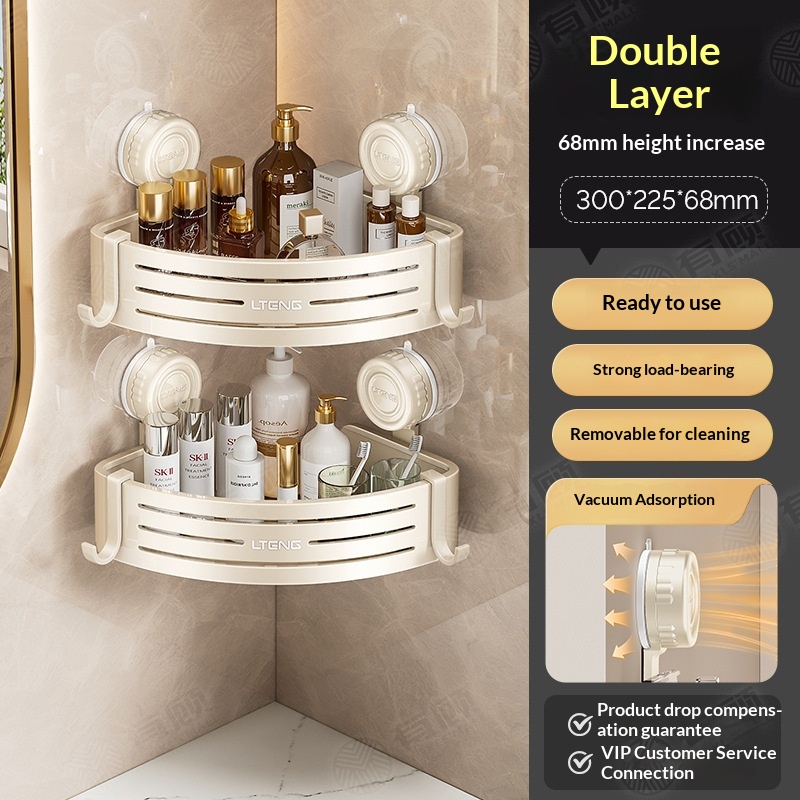 Bathroom Suction Cup Triangle Basket Home Bathroom Wall-Mounted, No-Drill Storage Rack 8