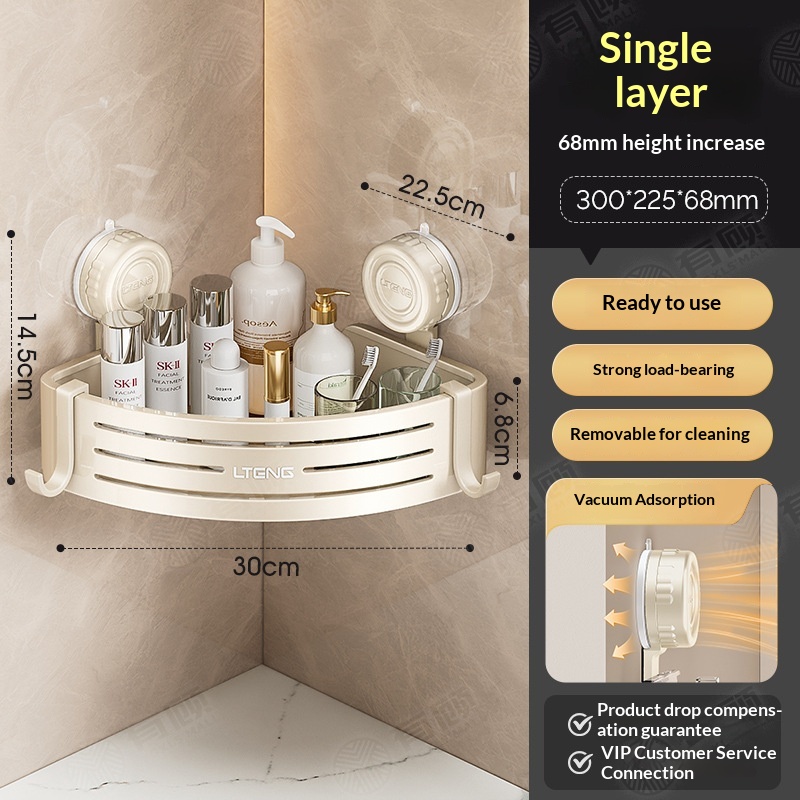 Bathroom Suction Cup Triangle Basket Home Bathroom Wall-Mounted, No-Drill Storage Rack 7