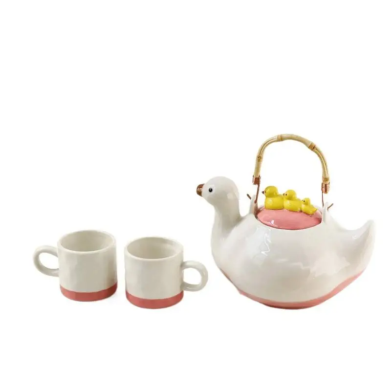 Cute Duck Teapot Set Ceramic Herbal Tea Afternoon Tea Pitcher Cold Water Jug Creative Design