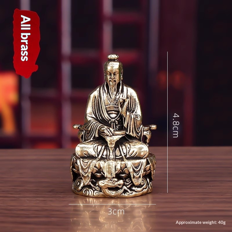 Pure Brass Sanqing Yuanshi Tianzun Lingbao Craft Ornament 12