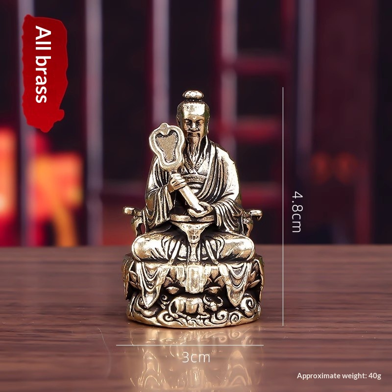 Pure Brass Sanqing Yuanshi Tianzun Lingbao Craft Ornament 6