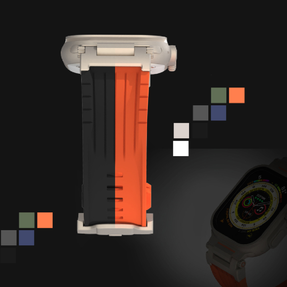 Metal Buckle Striped Silicone Watch Strap