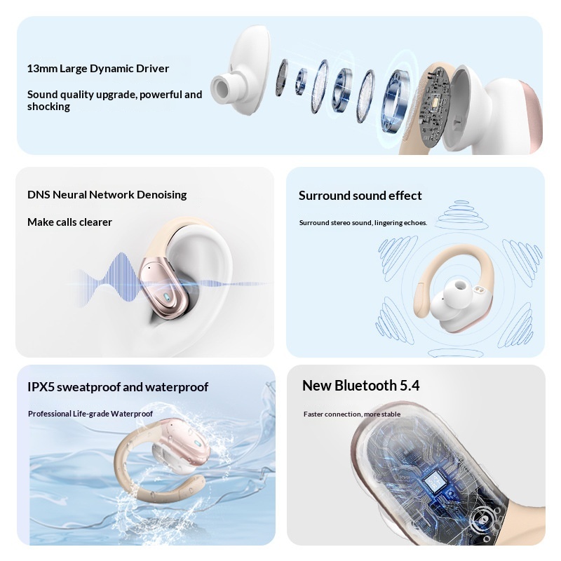 Smart Tech Noise-canceling Digital Display Charging Case Over-ear Wireless Headphones