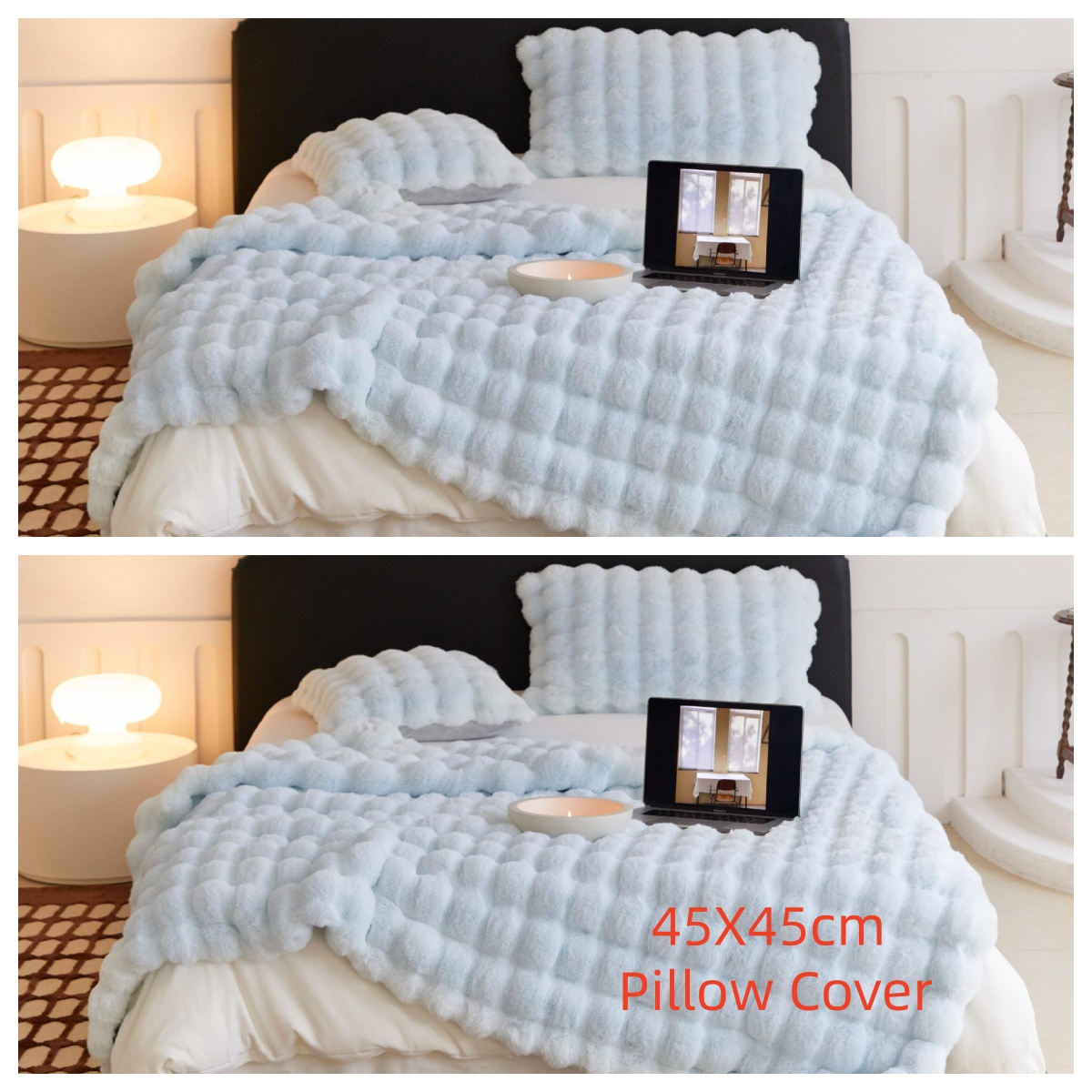 Polyester Carpet Rabbit Bubble Velvet Thickened Nap Blanket Quilt 3