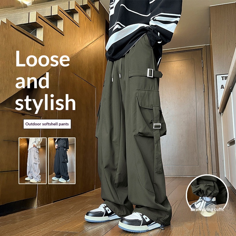 Mens Straight Leg Wide-leg Pants