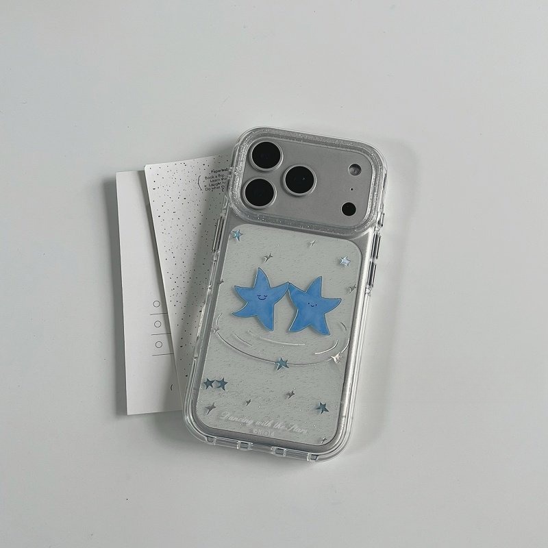 Korean-style Niche Fresh And Cute Blue Star Phone Case For Couples