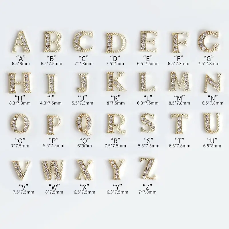 Light-luxury 26-letter Set For Nail Art Colorful, Minimalist 3D Textured Decorations
