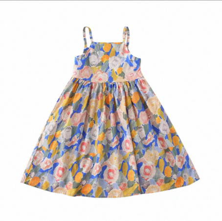 Dopamine Seaside Tyndall-effect Skirt With Print Parent-child Matching Outfits