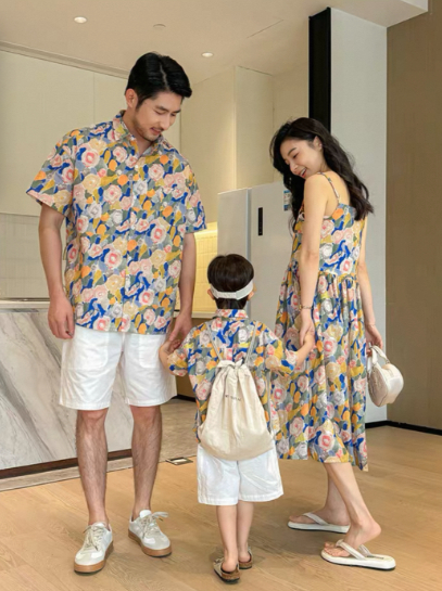 Dopamine Seaside Tyndall-effect Skirt With Print Parent-child Matching Outfits