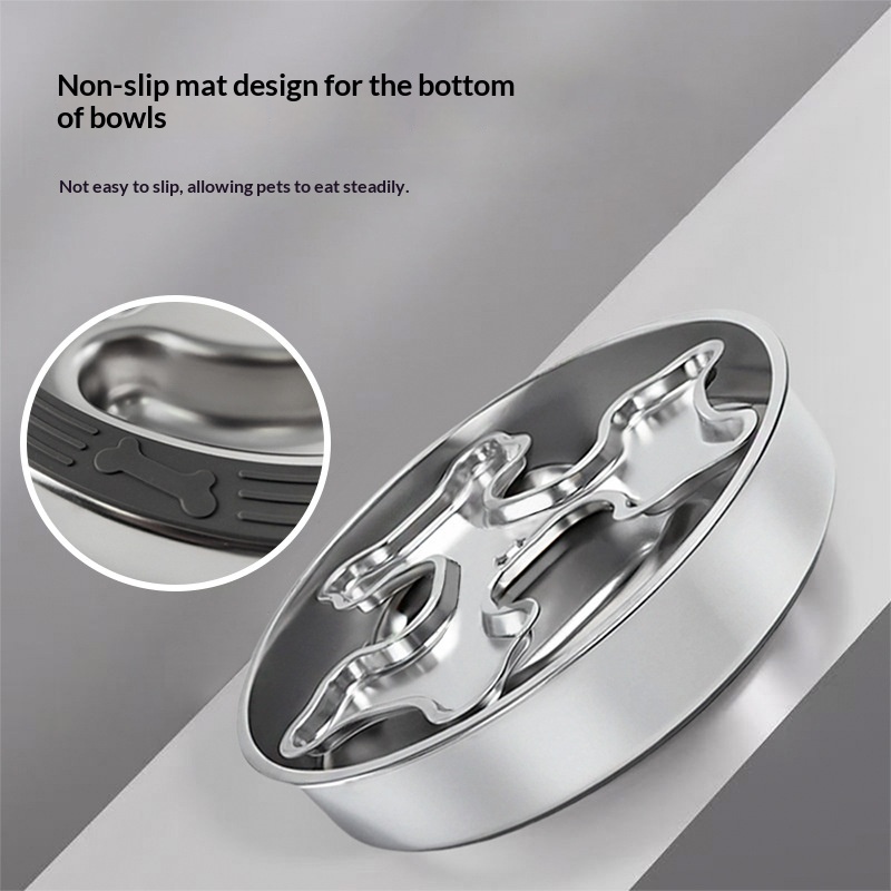 Stainless Steel Rotating Pet Bowl To Prevent Choking