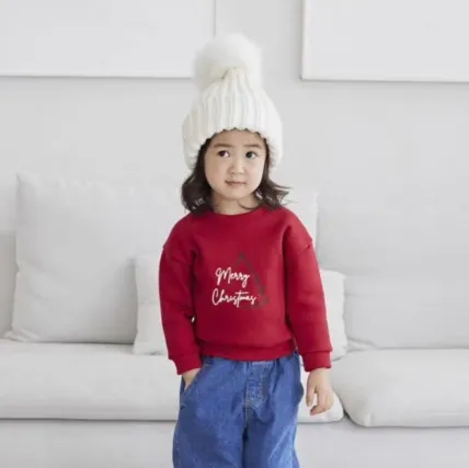 New Stylish Fall Outfit Set For Little Girls Cozy Sweatshirt For Baby Girls - Red