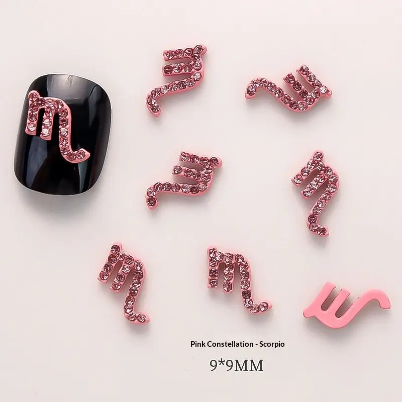 12-Zodiac Sign Nail Art Decorations 10-Piece Set Trendy 3D Nail Tips Featuring Aries Leo And Pisces