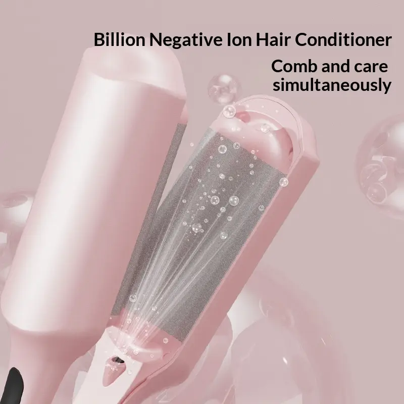 Negative-ion Hair Curling Iron W-shaped Wave Curler Beeping Timer Hair Styler