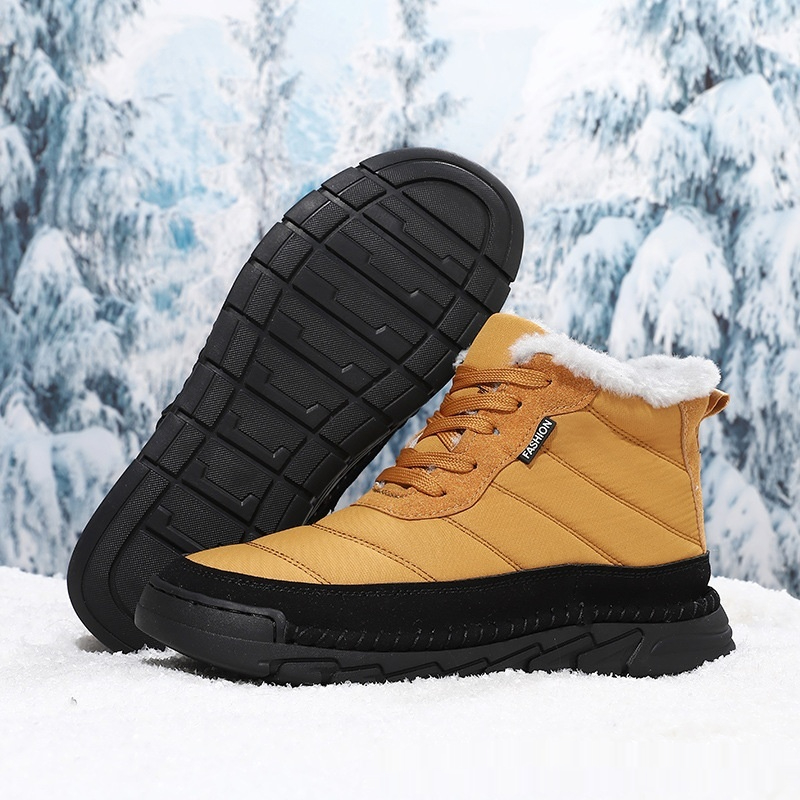 Mens Mid-Cut Snow Boots With Cotton-Lined Non-Slip Outsoles