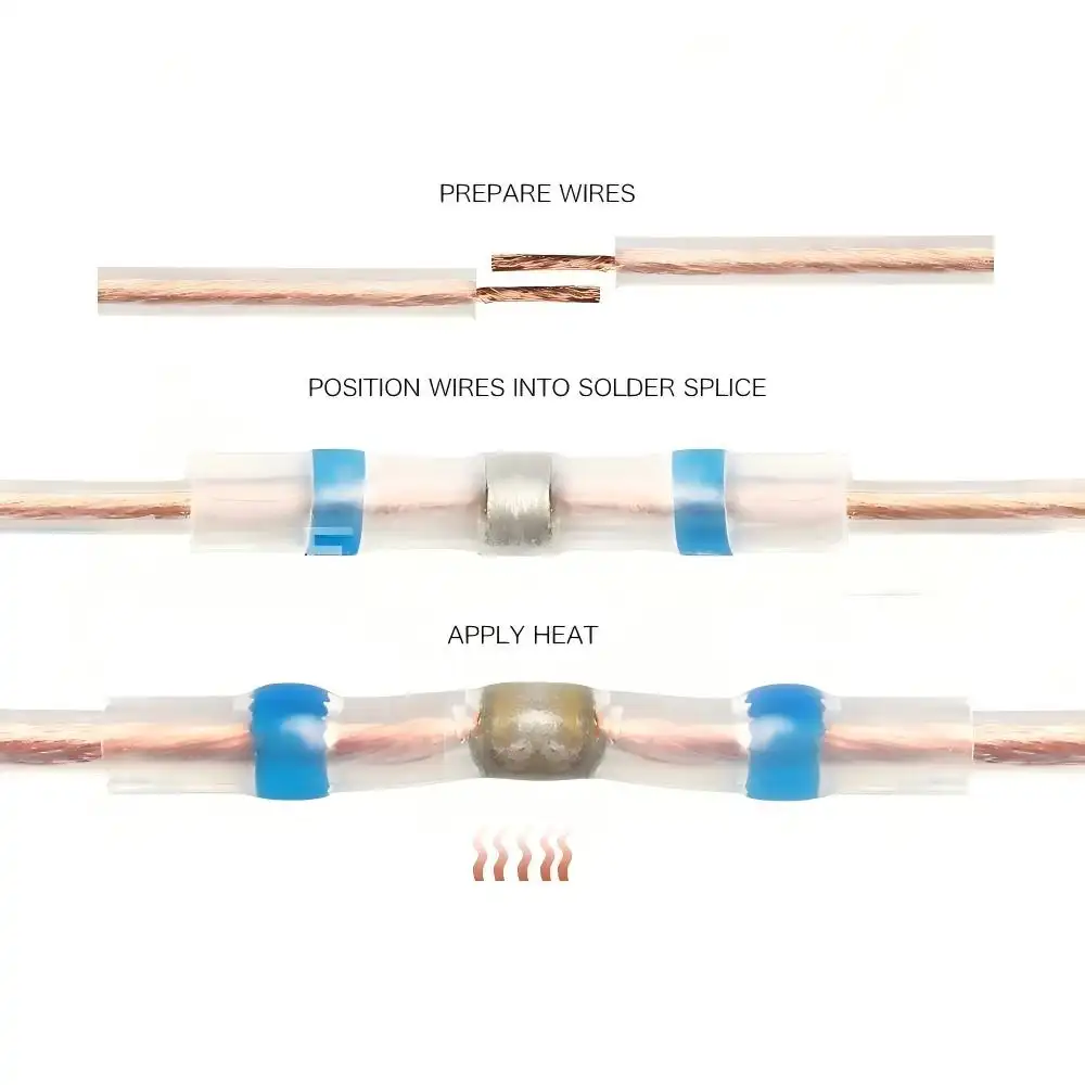 Insulated, Waterproof, Heat-shrinkable Intermediate Connector With Solder Ring, In A Terminal Box