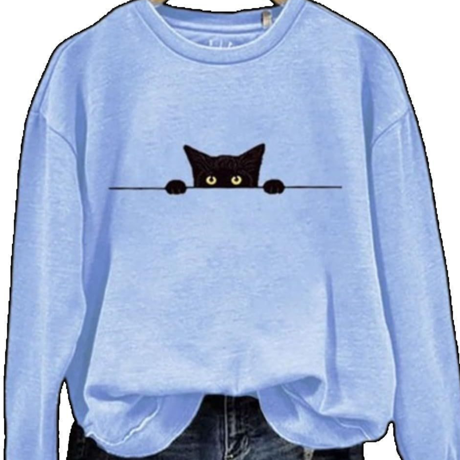 Womens Loose-fitting Long-sleeve Crew-neck Top With A Printed Design