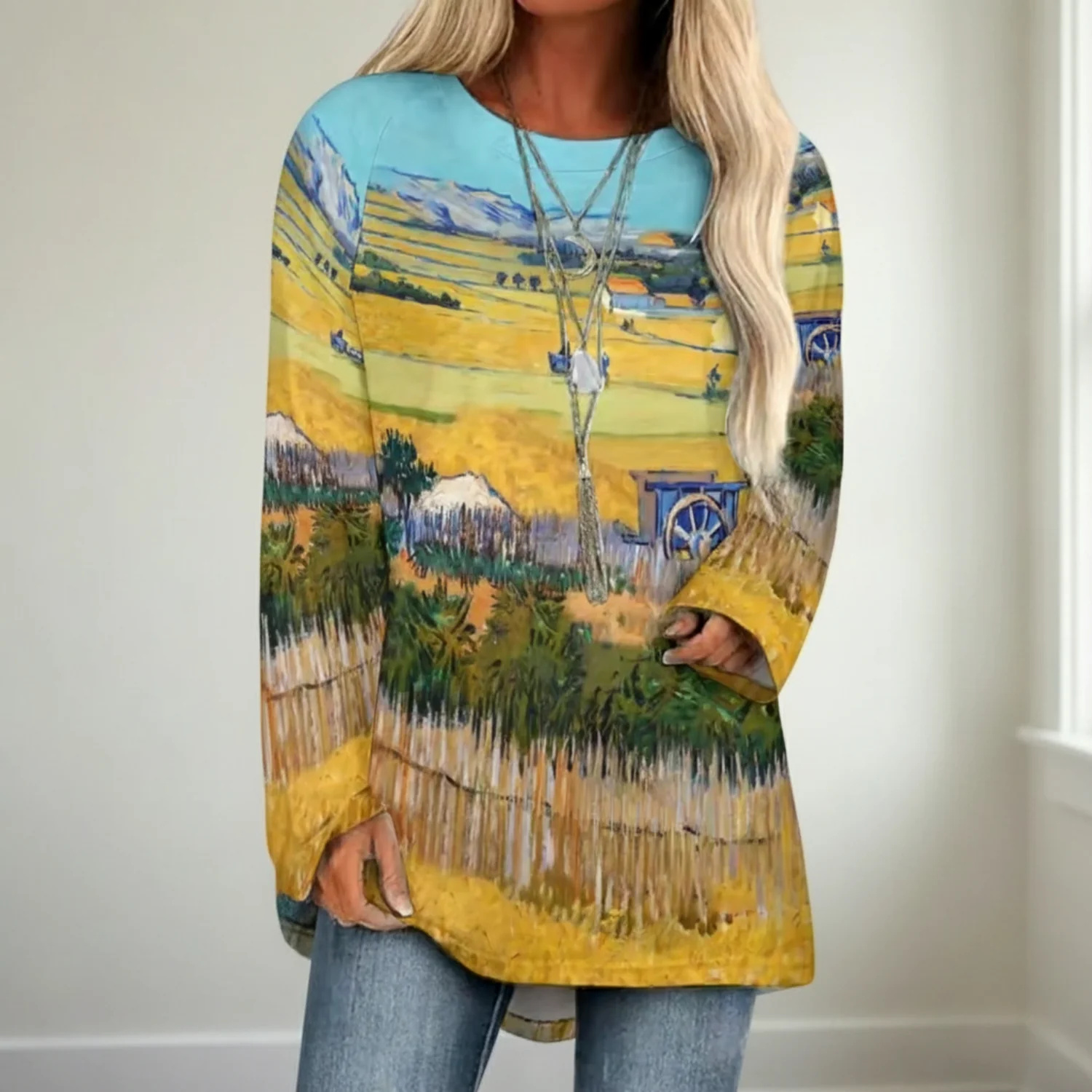 Spring And Autumn Round Neck Shirt 3D Digital Printing - Image 1