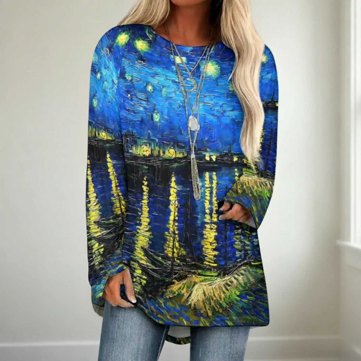 Spring And Autumn Round Neck Shirt 3D Digital Printing