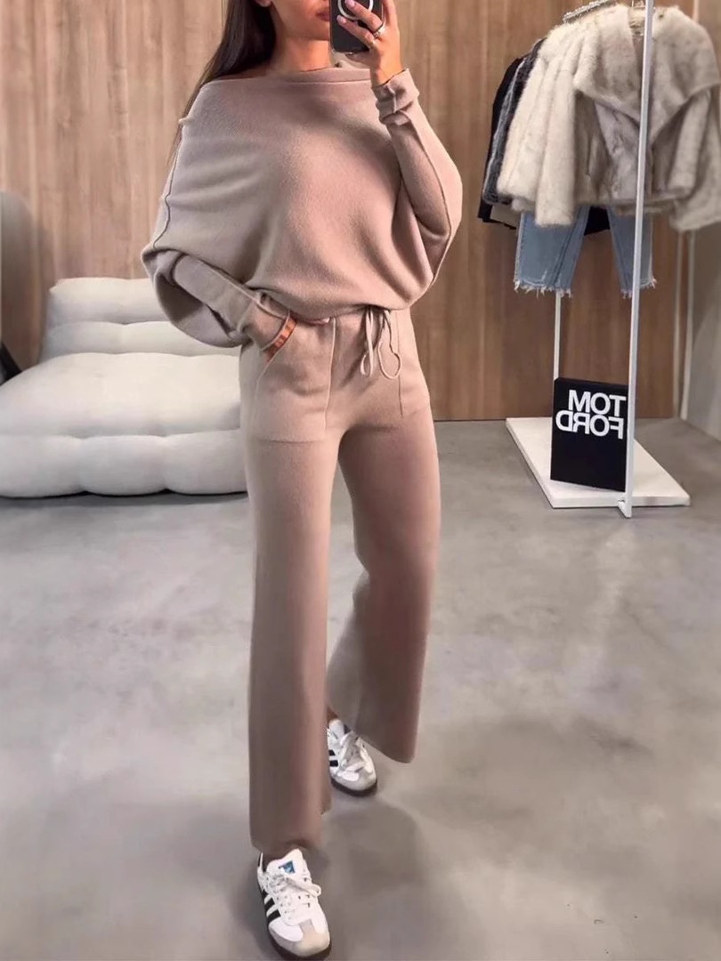 Temperament Commute Women's Solid Color Fashion Casual Two piece Suit Khaki - Shop at LoveMi