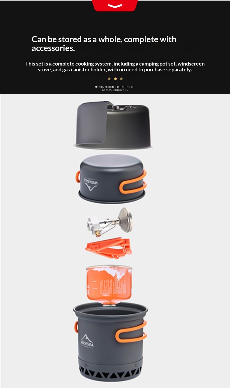 Widesea Outdoor Cookware Set Heat-Collecting Energy-Boosting Camping Cooking Gear
