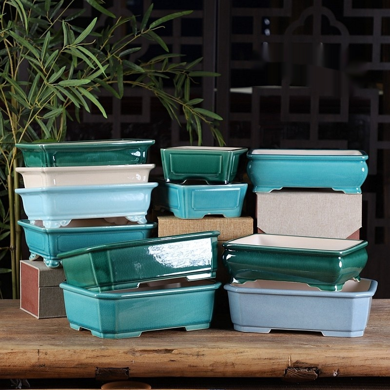 Ceramic Medium-sized Rectangular Flowerpot Bonsai