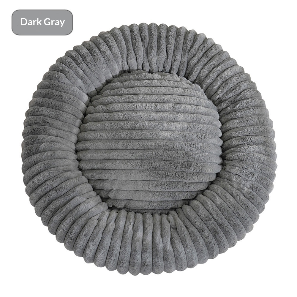 Round Soft And Comfortable Striped Plush Pet Mat