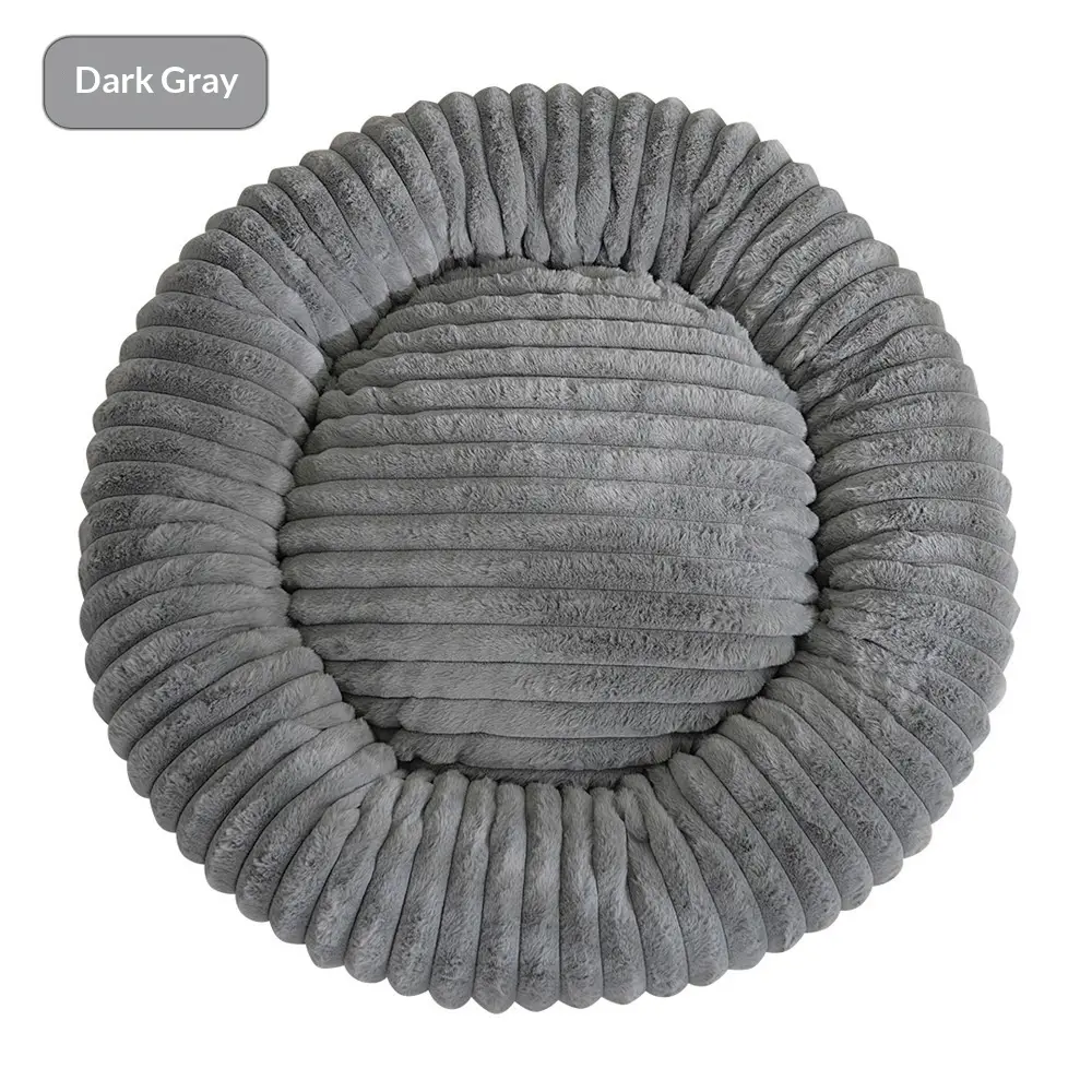 Round Soft And Comfortable Striped Plush Pet Mat