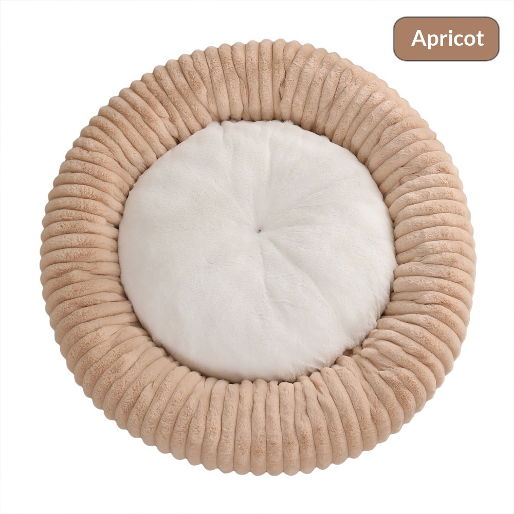 Round Soft And Comfortable Striped Plush Pet Mat