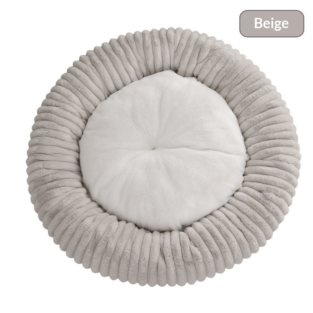 Round Soft And Comfortable Striped Plush Pet Mat