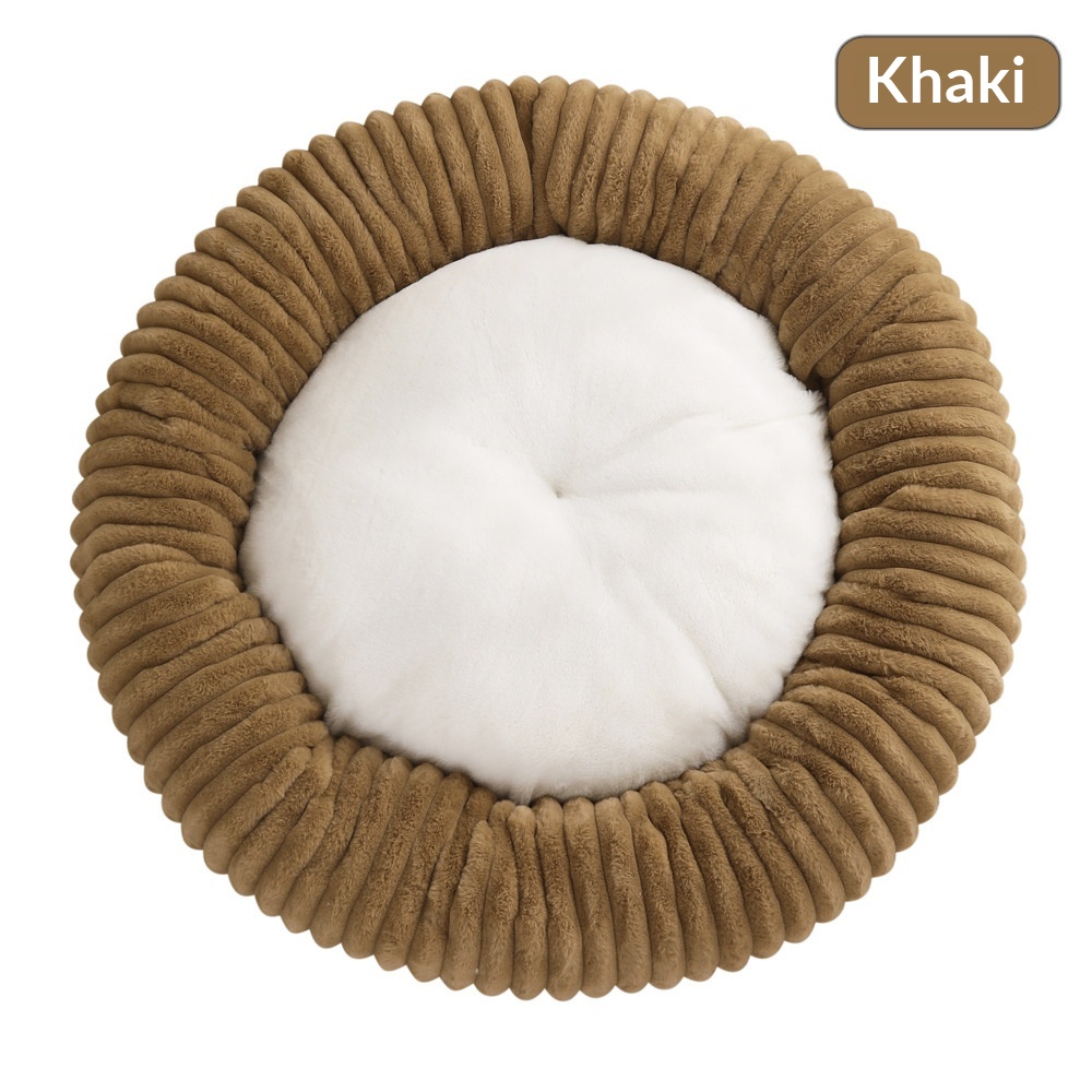 Round Soft And Comfortable Striped Plush Pet Mat