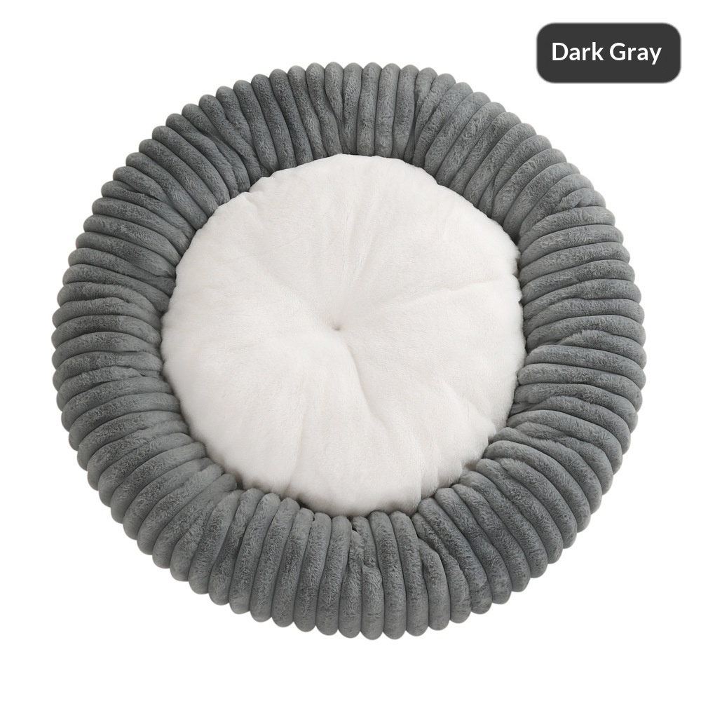 Round Soft And Comfortable Striped Plush Pet Mat