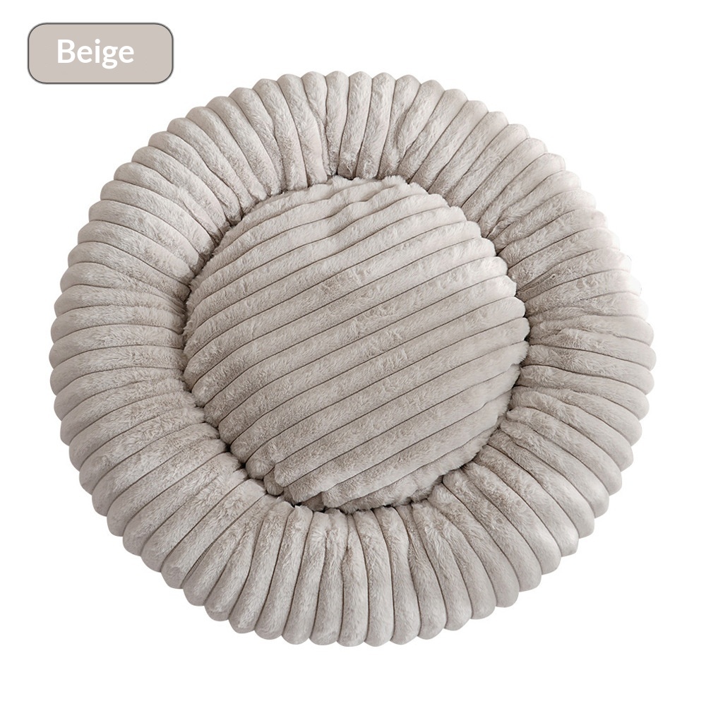 Round Soft And Comfortable Striped Plush Pet Mat