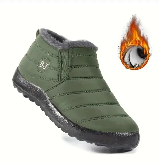 Cross border Large Size Cotton Boots Men's And Women's Same Style Middle aged And Elderly Slip on Plus Velvet Thick Snow Boots Foreign Trade Warm L... Green - Shop at LoveMi