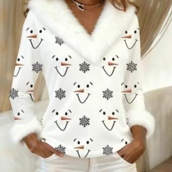 New Christmas Womens Coat Featuring A Mink-fur V-neck And Long Sleeves