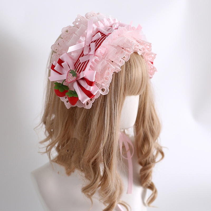 Striped Strawberry Hairband And Arm Warmers