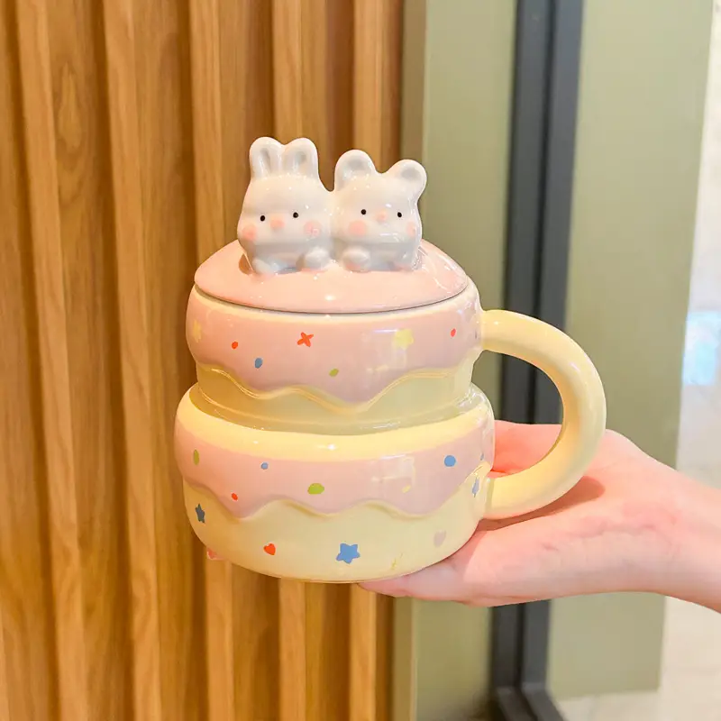 Cute Birthday Cake Mug With Lid And Spoon