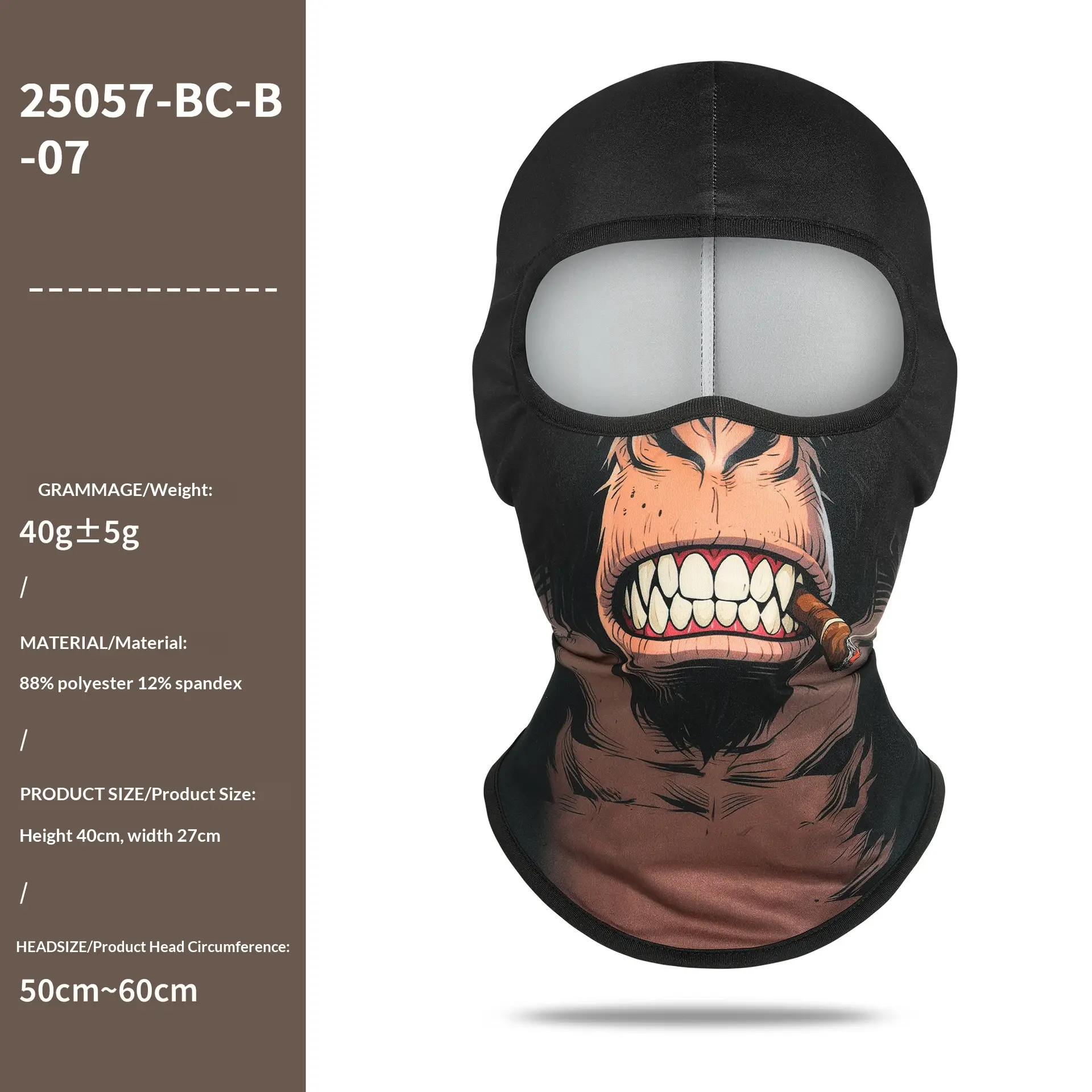 Brushed Printed Full-face Neck-covering Hood