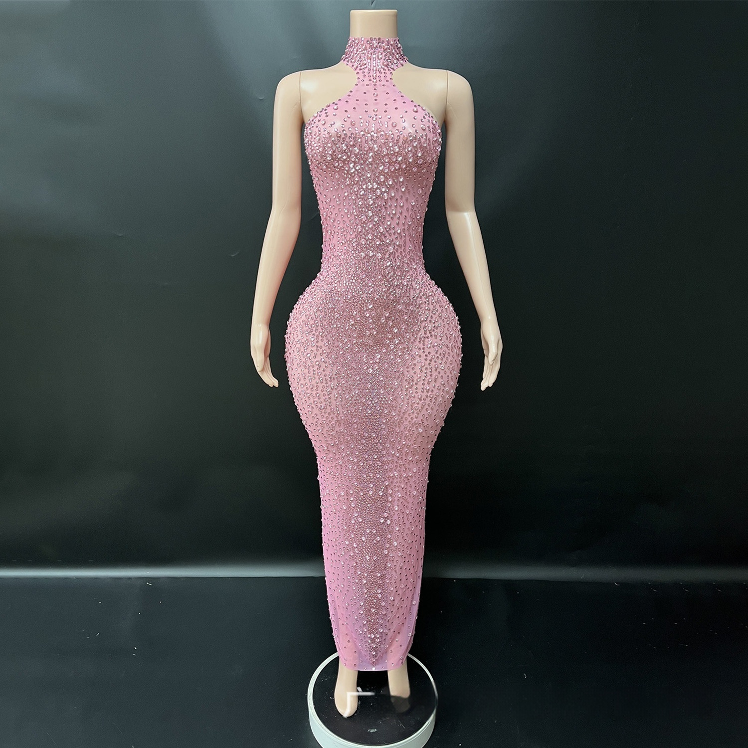Silver Sparkling Rhinestone Dress For Socialites Birthdays Pink - Shop at LoveMi