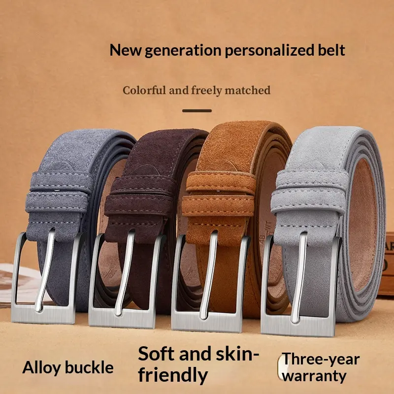 Wear-resistant Scratch-proof Pin-buckle Belt A Vintage Suede