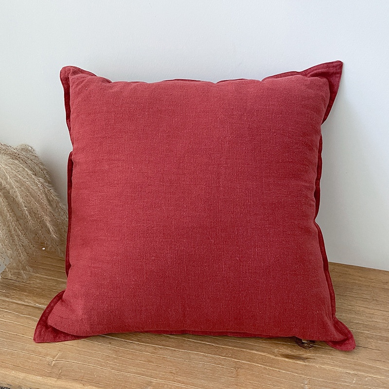 Simple Solid-Colored Linen Sofa Cushion Cover For The Living Room 9