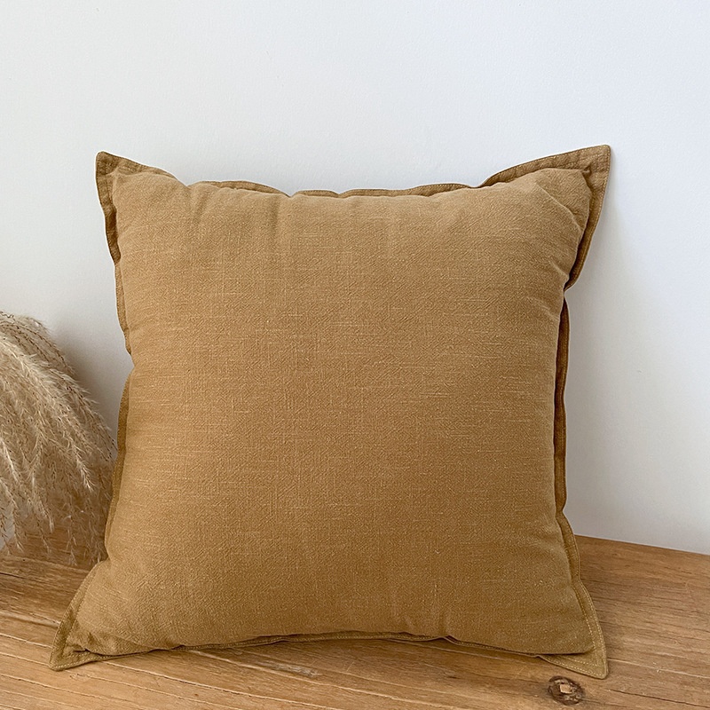 Simple Solid-Colored Linen Sofa Cushion Cover For The Living Room 7