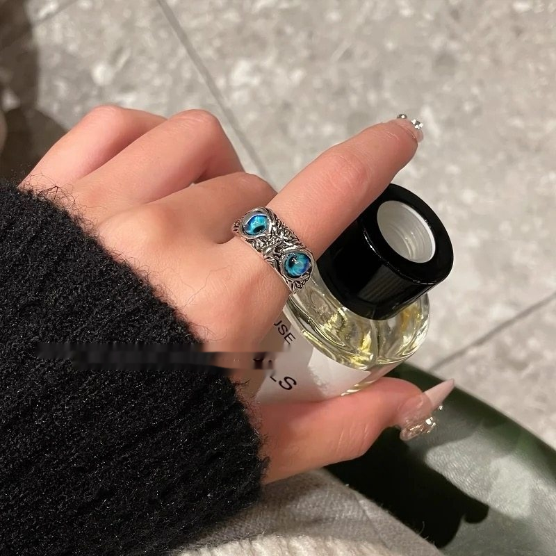 Niche High-end Open Mouth Owl Ring Men's Jewelry