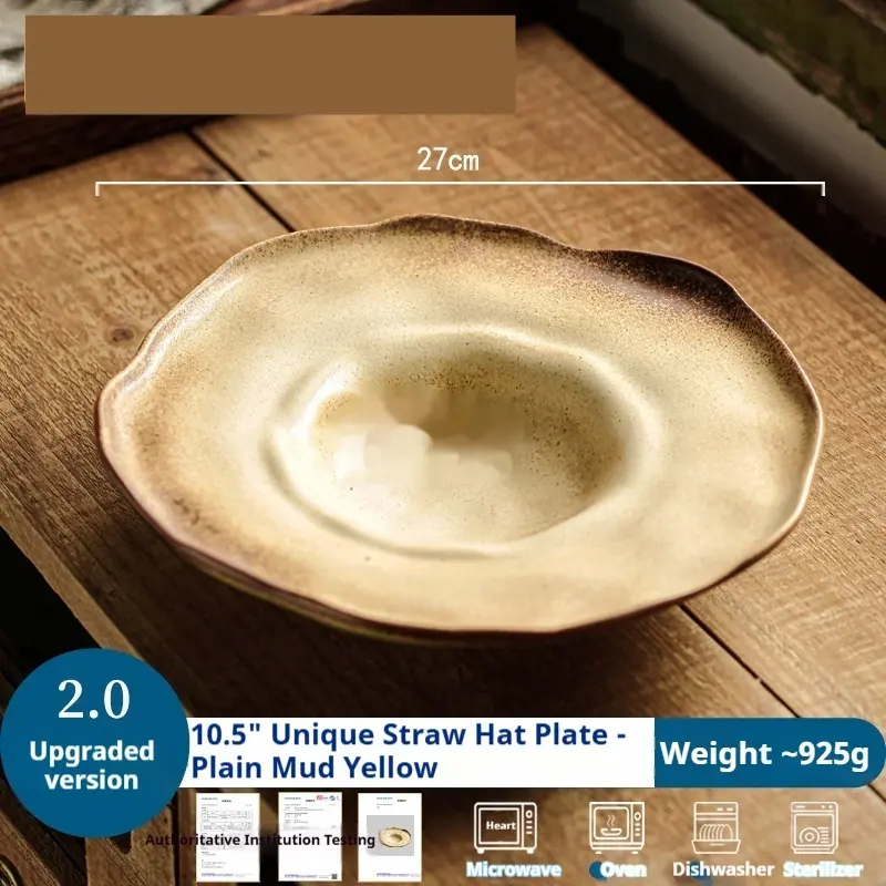 Large Deep Soup Plate Salad Bowl In A Sophisticated French Straw Hat Design
