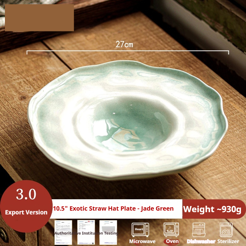 Large Deep Soup Plate Salad Bowl In A Sophisticated French Straw Hat Design 6