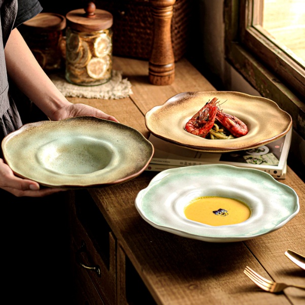 Large Deep Soup Plate Salad Bowl In A Sophisticated French Straw Hat Design