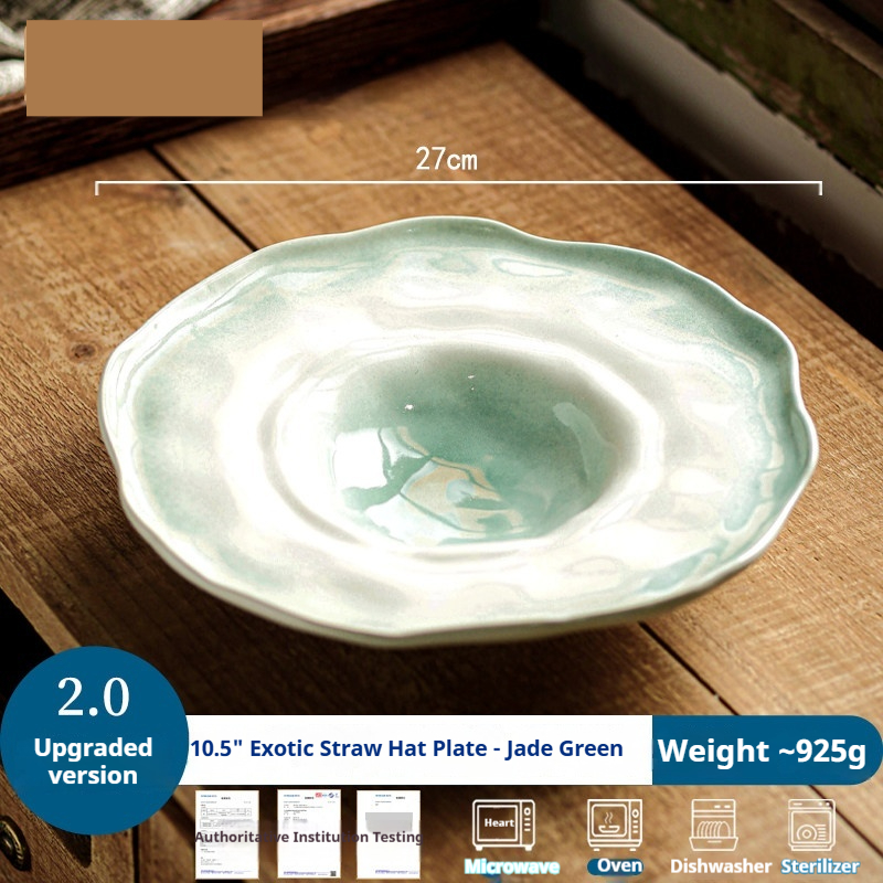 Large Deep Soup Plate Salad Bowl In A Sophisticated French Straw Hat Design 3