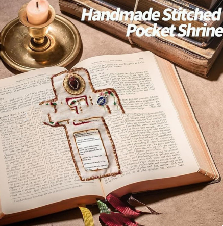 Cross-border Pocket Shrine With A Silver Cross Included Insidea Prayer Pocket