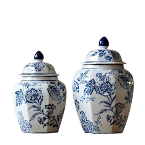 Handmade Blue And White Ceramic Jar 5